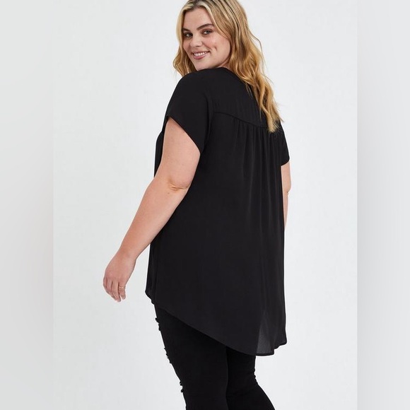 Torrid Georgette Hi-Low Tunic Black Blouse - Picture 5 of 12
